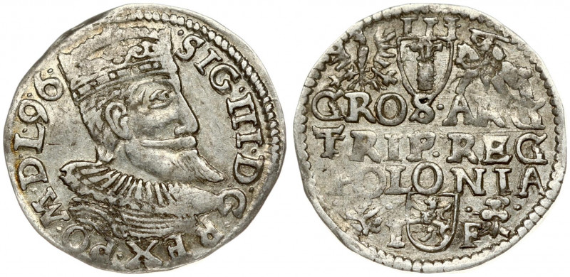 Poland 3 Groszy 1596 Wschowa Sigismund III Vasa (1587-1632). Obverse: Crowned bu...