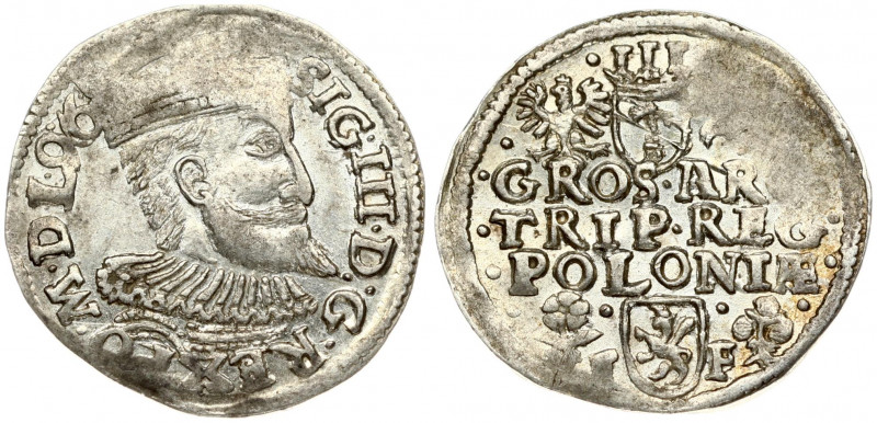 Poland 3 Groszy 1596 Wschowa Sigismund III Vasa (1587-1632). Obverse: Crowned bu...