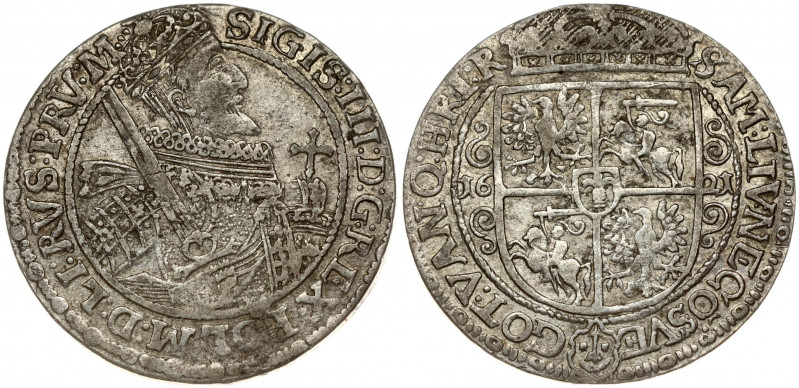 Poland 1 Ort 1621 PRV M Bydgoszcz. Sigismund III Vasa (1587-1632). Obverse: Crow...