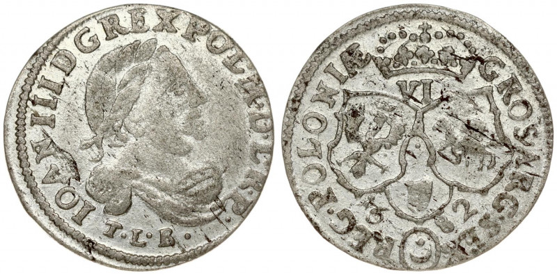 Poland 6 Groszy 1682 TLB Bydgoszcz. John III Sobieski(1674-1696). Averse: Laurea...