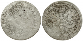 Poland 6 Groszy 1685 B Krakow. John III Sobieski(1674-1696). Averse: Laureate armored bust right TLB. Reverse: With the Leliwa coat of arms under the ...
