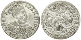 Poland 6 Groszy 1683 Krakow. John III Sobieski(1674-1696). Obverse: Crowned bust right. Reverse: With the Leliwa coat of arms under the shields. Silve...