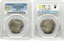Poland 6 Groszy 1702EPH August II(1697-1733). Obverse: Small crowned bust of August II right. Reverse: Crown above three shields. Silver. KM 135. PCGS...
