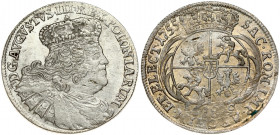 Poland 18 Groszy 1755 EC August III(1733-1763). Obverse: Large; crowned bust right. Obverse Legend: D • G • AUGVSTVS • III • REX • POLONIARUM. Reverse...