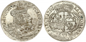 Poland 6 Groszy 1756 EC August III(1733-1763). Obverse: Crowned bust right. Reverse: Crowned; round 4-fold arms within sprigs. Silver. Scratches. KM 1...