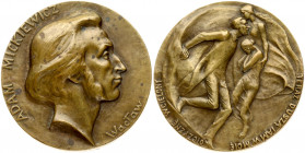 Poland Medal Adam Mickiewicz in Krakow 1898. Commemorating the unveiling of the monument to Adam Mickiewicz in Krakow 1898. Obverse: Poet's head to th...