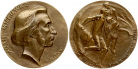 Poland Medal to Commemorate the unveiling of the monument to Adam Mickiewicz in Krakow 1898. Obverse: Poet's head facing right, around ADAM MICKIEWICZ...