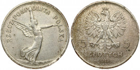 Poland 5 Zlotych 1928 (w) Obverse: Crowned eagle with wings open. Reverse: Winged Victory right. Edge Lettering: SALUS REIPUBLICAE SUPREMA LEX. (Conjo...