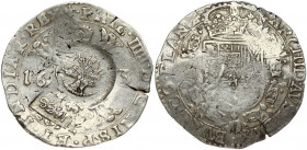 Russia 1 Jefimok 1655 - Spanish Netherlands FLANDERS 1 Patagon 16?3 . Alexei Michailowitsch(1645-1676). Overstruck on one. With two counterstamps on t...