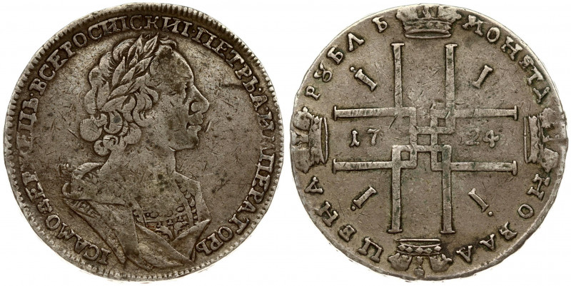 Russia 1 Rouble 1724 Peter I (1699-1725). Averse: Laureate bust right. Reverse: ...