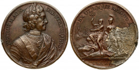 Russia Medal (1725) in commemoration of the death of Emperor Peter I. January 28 1725. Medalist Jean Dassier. Tin Copper. 26.98g. Diameter 38.0 mm. CP...