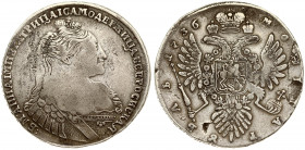Russia 1 Rouble 1736 Anna Ioannovna (1730-1740). Averse: Large bust right. Reverse: Crown above crowned double-headed eagle shield on breast X on tail...