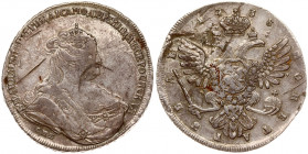 Russia 1 Rouble 1738 СПБ Anna Ioannovna (1730-1740). Averse: Bust right. Reverse: Crown above crowned double-headed eagle; shield on breast. "Petersbu...