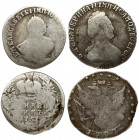 Russia 1 Grivennik 1751 & 15 Kopecks 1792 СПБ Elizabeth (1741-1762) & Catherine II (1762-1796). Obverse: Crowned bust right. Reverse: Crowned double-h...
