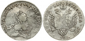 Russia For Livonia 48 Kopecks 1757 Elizabeth (1741-1762) Obverse: Bust facing right and surrounded by legend. Lettering: ELISABETHA · I · D · G · IMP ...