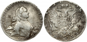 Russia 1 Rouble 1764 СПБ-ЯI St. Petersburg. Catherine II (1762-1796). Obverse: Crowned bust right. Reverse: Crown above crowned double-headed eagle sh...