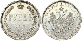 Russia 1 Rouble 1878 СПБ-НФ St. Petersburg. Alexander II (1854-1881). Obverse: Crowned double headed imperial eagle. Reverse: Value date within wreath...