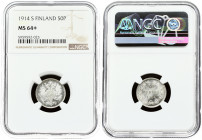 Russia For Finland 50 Pennia 1914 S Nicholas II (1894-1917). Obverse: Crowned imperial double eagle with scepter and orb. Reverse: Denomination and da...