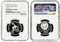 Russia 150 Roubles 1978(L) 1980 Olympics. Obverse: National arms divide CCCP with value below. Reverse: Throwing discus. Platinum 15.54g. Y 163. NGC P...