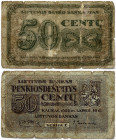 Lithuania 50 Centu 1922 Banknote. Kaunas Lietuvos Bankas 1922 16 November. Serija E. Obverse Lettering: Lietuvos Bankas 50 Centu. Reverse Lettering: L...