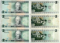 Lithuania 2 Litai 1993 Banknote. Obverse: Samogitian Bishop Motiejus Valancius at center left. Reverse: Shield with 'Vytis' at center Trakai castle at...