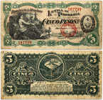 Argentina 5 Pesos 1901 Letra de la Tesorería de la Provincia de Mendoza Banknote. S/N 187739