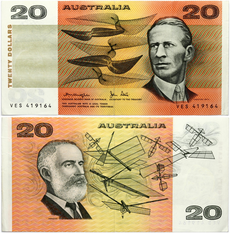 Australia 20 Dollars (1979) Banknote Obverse: Sir Charles Kingsford-Smith at rig...