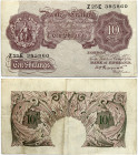 Great Britain 10 Shillings (1940-1948) Banknote Obverse: Mauve and grey. Seated figure of Britannia at left. Reverse: Denomination within leaf design....