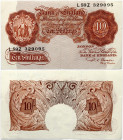 Great Britain 10 Shillings (1948-1960) Banknote Obverse: Brown-violet and brown on grey and pink underprint. Seated figure of Britannia at left. Rever...