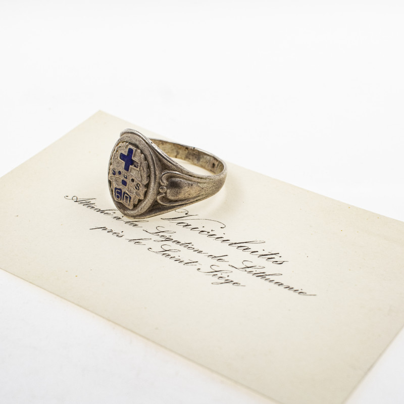 Lithuania Business Ring & Card (20th Century) S G S (60). Priest A. Vaičiulaitis...