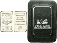 Lithuania Vilniaus Bankas (1990) One Ounce Troy Fine Silver 999. 1990 Kovo 2 d. Banko Valdybos Primininkas J. Niedvaras. Silver. Weight approx: 31.98 ...