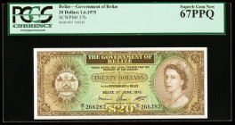 Belize Government of Belize 20 Dollars 1.6.1975 Pick 37b PCGS Superb Gem New 67PPQ. 

HID09801242017

© 2020 Heritage Auctions | All Rights Reserved