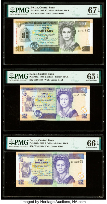 Belize Central Bank 10 (2); 2 (2); 5 Dollars 1.3.1996; 1.1.1999; 1.1.2002 (2); 1...