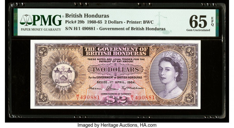 British Honduras Government of British Honduras 2 Dollars 1.4.1964 Pick 29b PMG ...