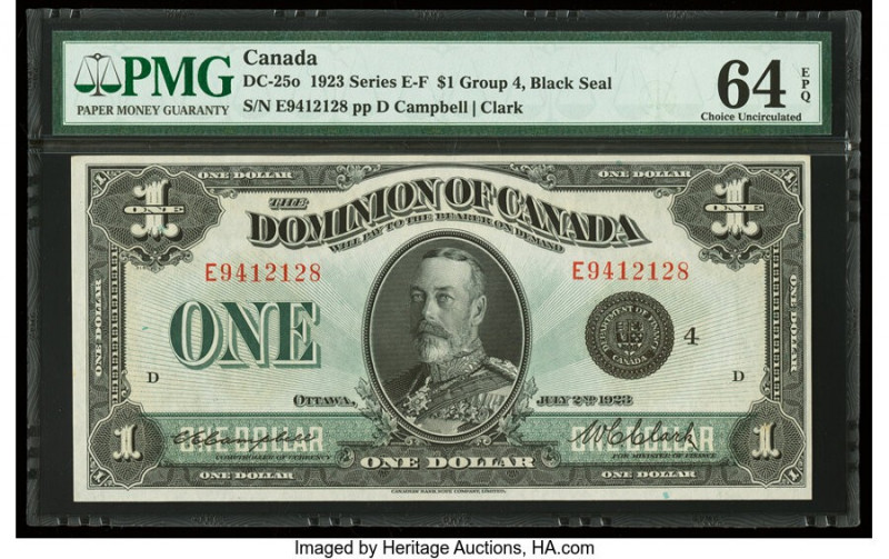 Canada Dominion of Canada $1 2.7.1923 DC-25o PMG Choice Uncirculated 64 EPQ. 

H...