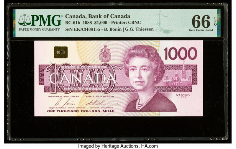 Canada Bank of Canada $1000 1988 BC-61b PMG Gem Uncirculated 66 EPQ. 

HID098012...