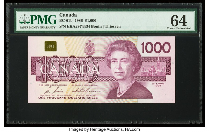 Canada Bank of Canada $1000 1988 BC-61b PMG Choice Uncirculated 64. 

HID0980124...