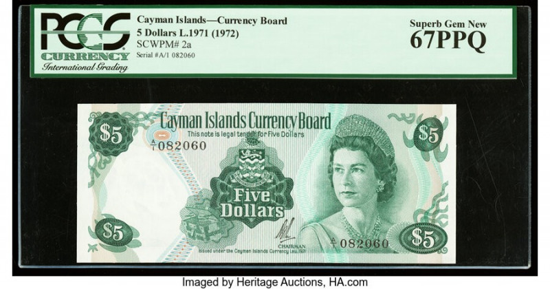 Cayman Islands Currency Board 5 Dollars 1971 (ND 1972) Pick 2a PCGS Superb Gem N...