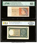 Czechoslovakia Republic of Czechoslovakia 20 Korun 1949 Pick 70b PMG Gem Uncirculated 65 EPQ; Slovakia Slovak National Bank 100 Korun 7.10.1940 Pick 1...