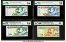 East Caribbean States Central Bank 5 (2); 10; 50 Dollars ND (2000); ND (2003) (3) Pick 37g; 42Aa; 43k; 45a Four Examples PMG Gem Uncirculated 65 EPQ (...