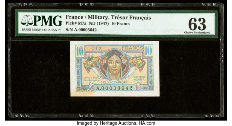 France Tresor Francais 10 Francs ND (1947) Pick M7a PMG Choice Uncirculated 63. ...