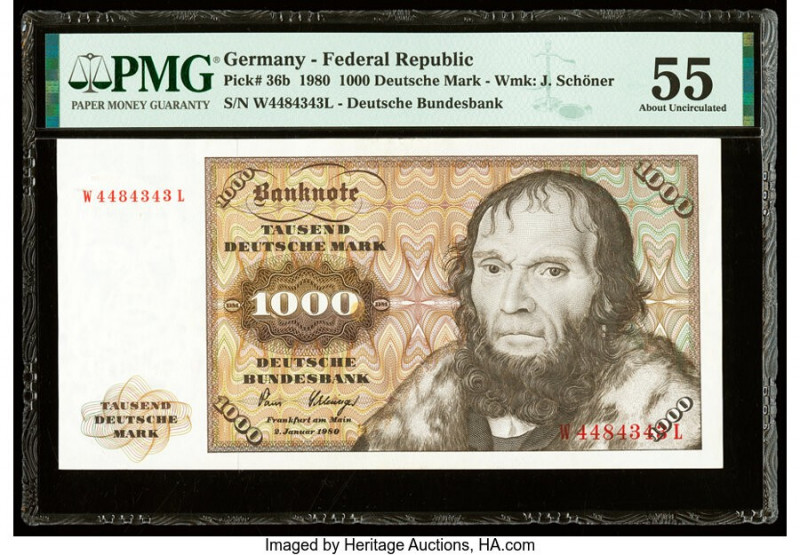Germany Federal Republic Deutsche Bundesbank 1000 Deutsche Mark 2.1.1980 Pick 36...