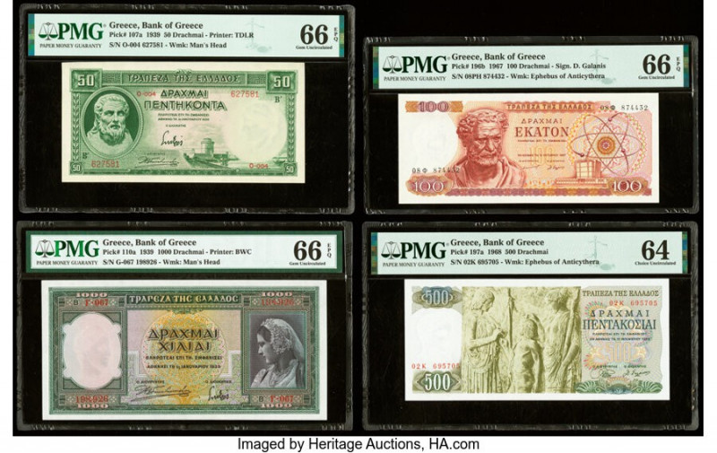 Greece Group Lot of 7 Graded Examples PMG Gem Uncirculated 66 EPQ (3); Choice Un...