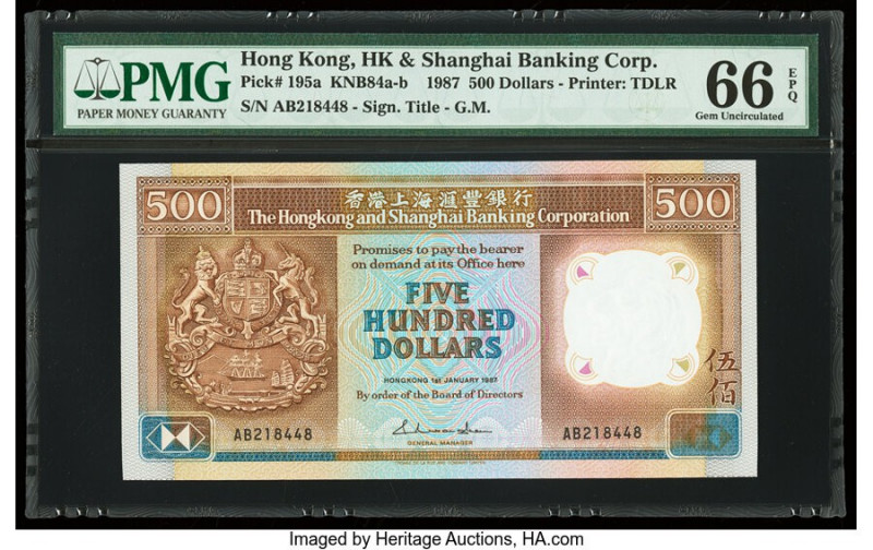 Hong Kong Hongkong & Shanghai Banking Corp. 500 Dollars 1.1.1987 Pick 195a KNB84...