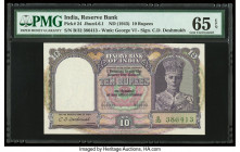 India Reserve Bank of India 10 Rupees ND (1943) Pick 24 Jhun4.6.1 PMG Gem Uncirculated 65 EPQ. Staple holes at issue.

HID09801242017

© 2020 Heritage...