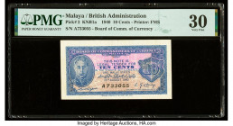 Malaya Board of Commissioners of Currency 10 Cents 15.8.1940 Pick 2 KNB1a PMG Very Fine 30; India Reserve Bank 10 Rupees Group Lot of 7 Watermarked Pa...