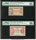 Malaya Board of Commissioners of Currency 1; 5 Cents 1.7.1941 Pick 6; 7b Two Examples PMG Gem Uncirculated 65 EPQ; Gem Uncirculated 66 EPQ. 

HID09801...