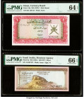 Oman Oman Currency Board 1 Rial Omani ND (1973) Pick 10a PMG Choice Uncirculated 64 EPQ; Saudi Arabia Saudi Arabian Monetary Agency 1 Riyal ND (1961) ...