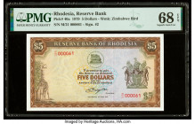 Low Serial Number 61 Rhodesia Reserve Bank of Rhodesia 5 Dollars 15.5.1979 Pick 40a PMG Superb Gem Unc 68 EPQ. Matching Serial 61 set available in thi...