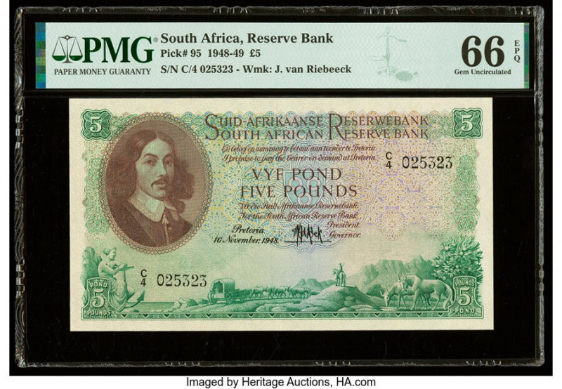 South Africa South African Reserve Bank 5 Pounds 16.11.1948 Pick 95 PMG Gem Unci...